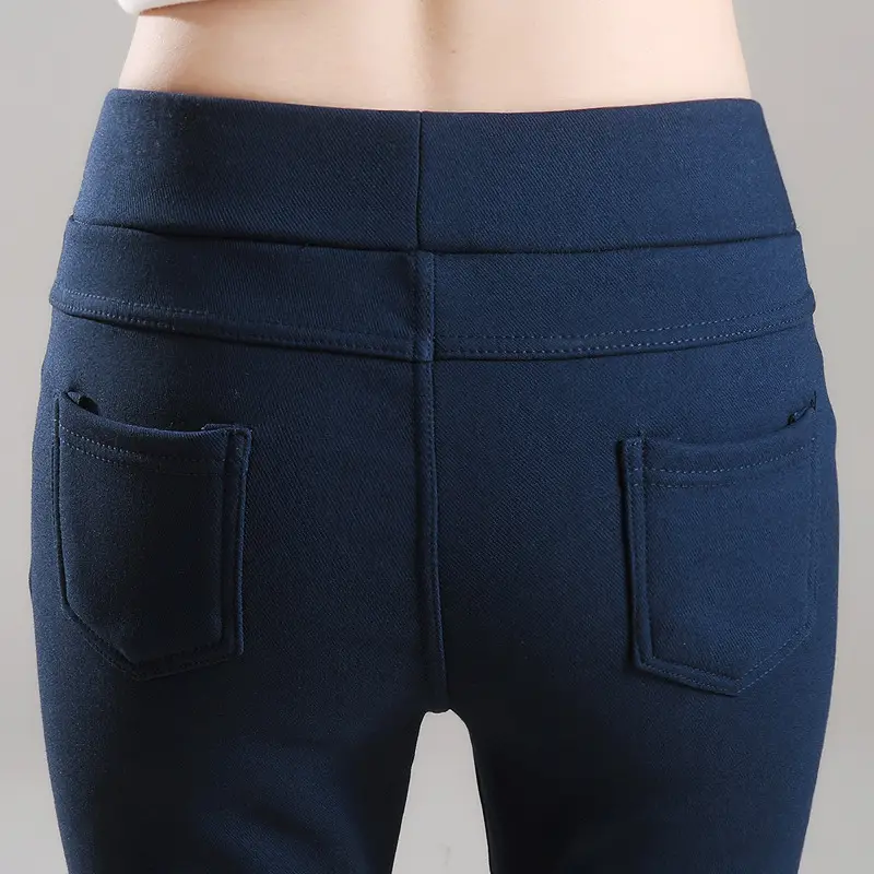 Women Slim Fit Fleece Lined Warm Winter Pants White