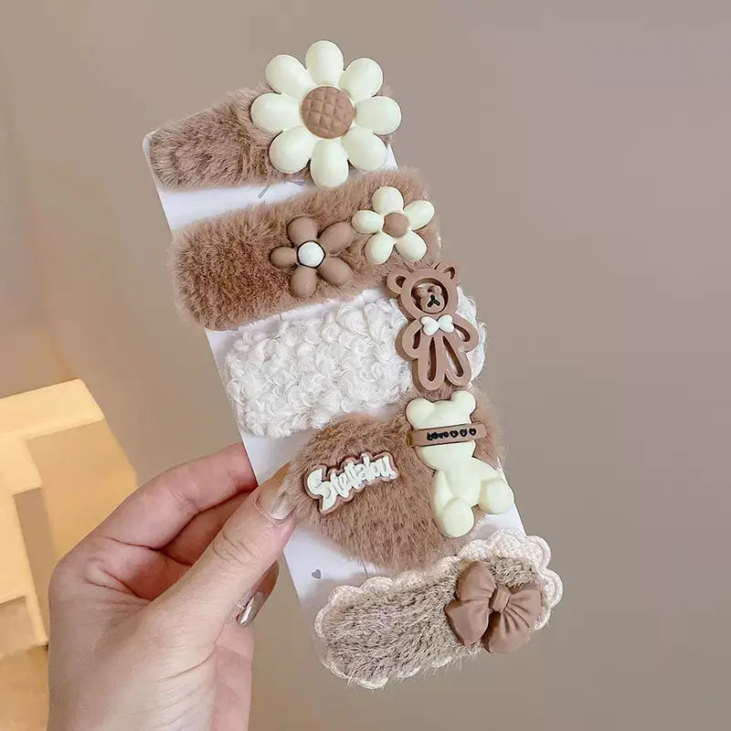 Cute Cartoon Hair Clips for Women & Kids Brown