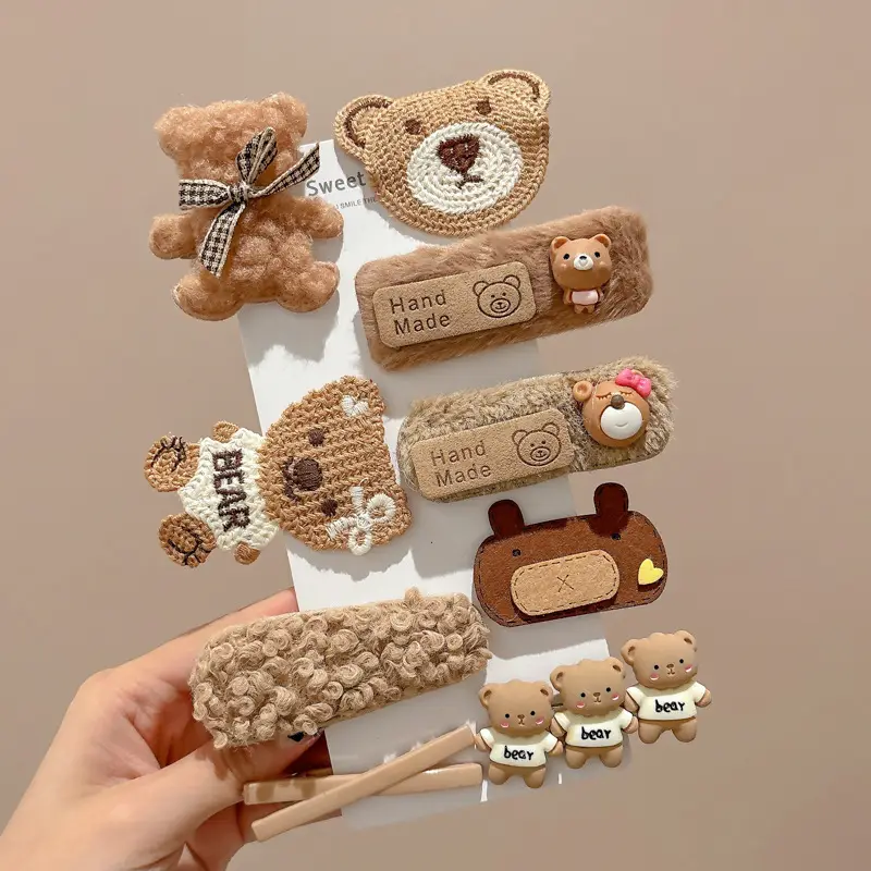 Cute Cartoon Hair Clips for Women & Kids Brown