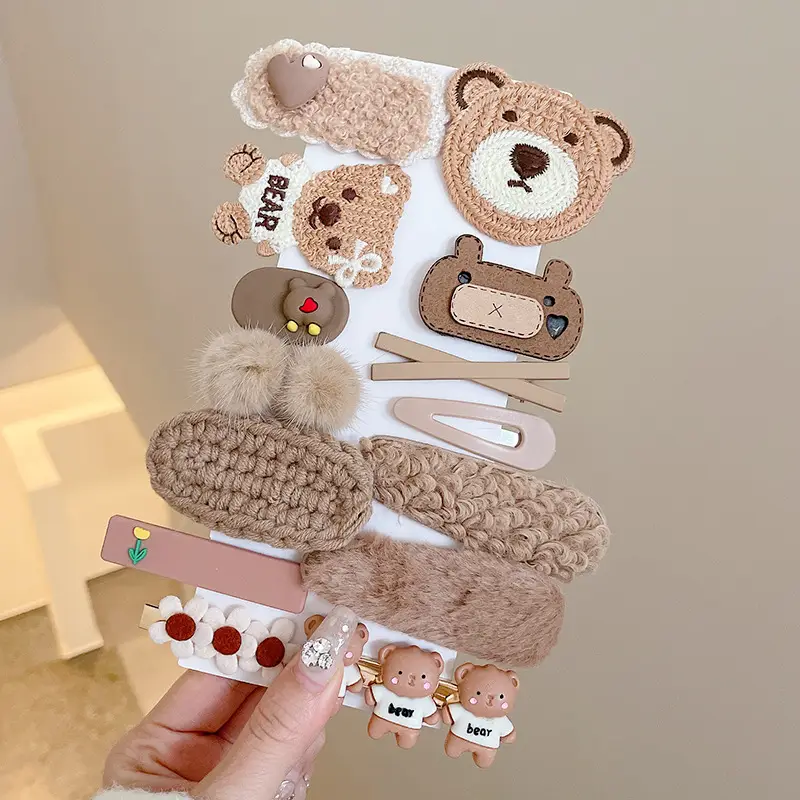 Cute Cartoon Hair Clips for Women & Kids Brown