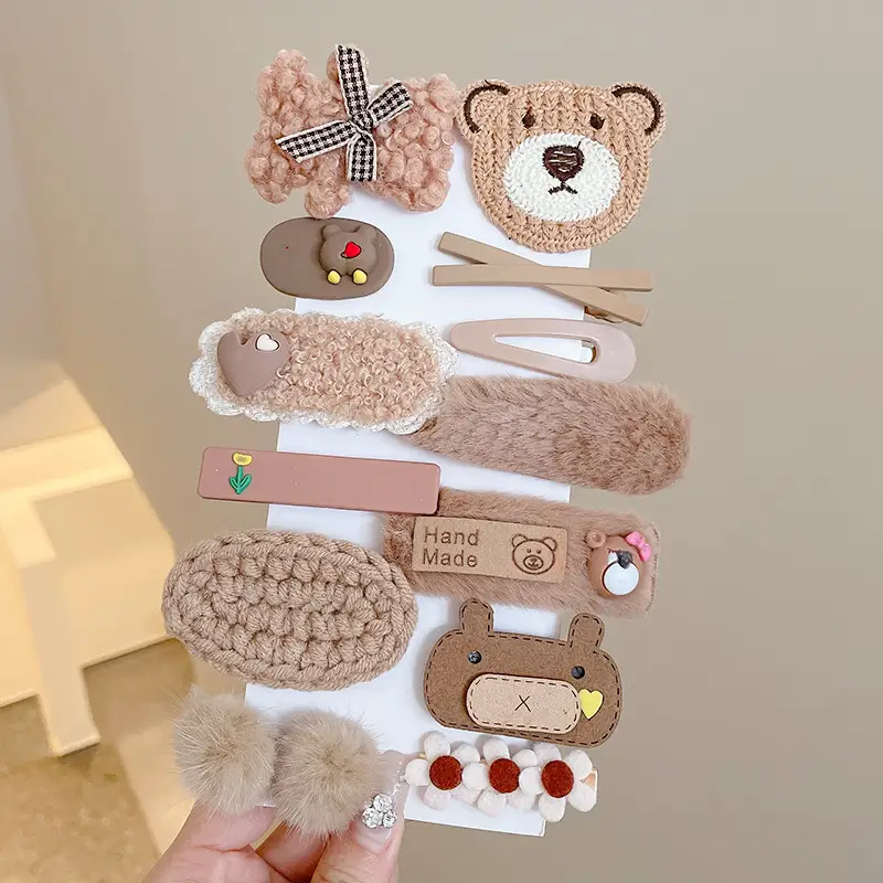Cute Cartoon Hair Clips for Women & Kids Brown