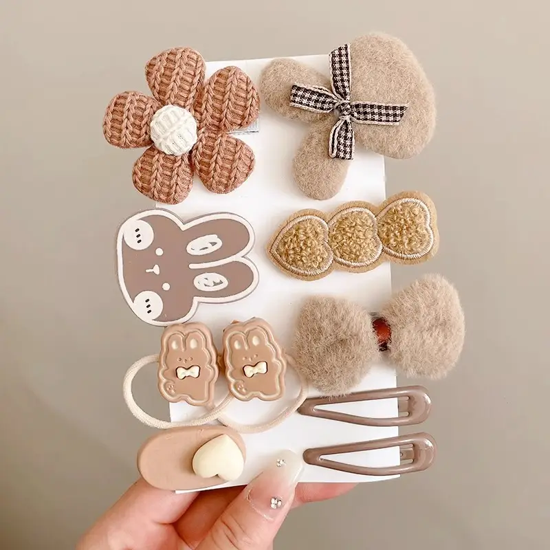 Cute Cartoon Hair Clips for Women & Kids Brown