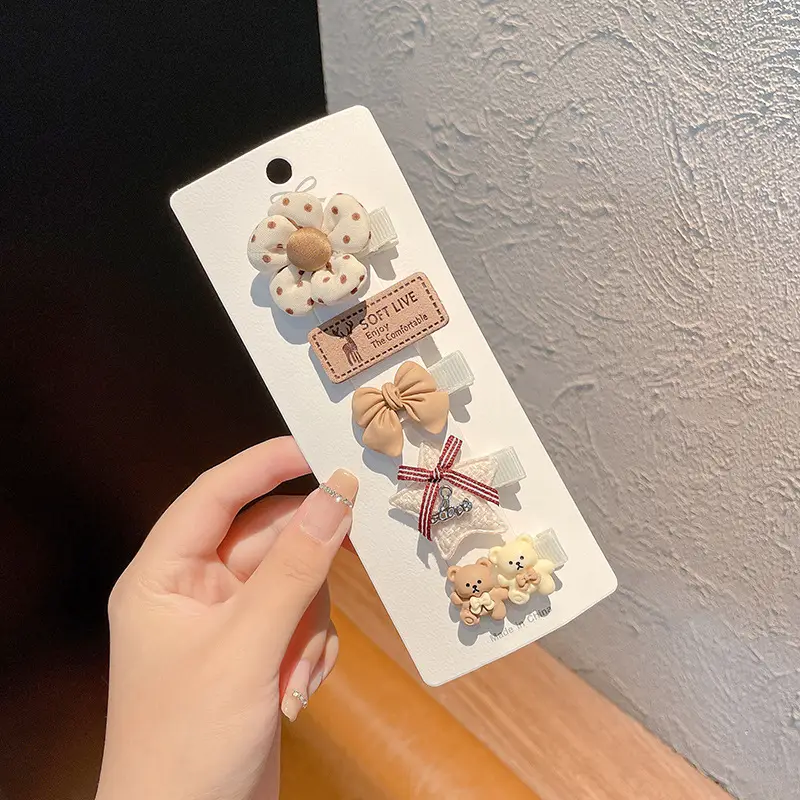 Cute Cartoon Hair Clips for Women & Kids Brown
