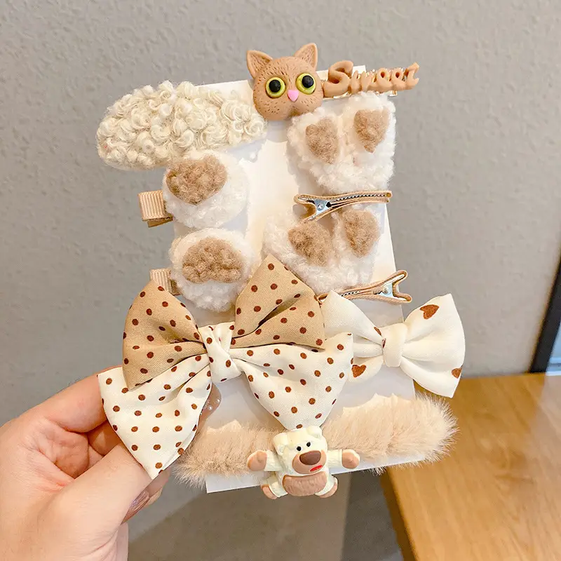 Cute Cartoon Hair Clips for Women & Kids Brown
