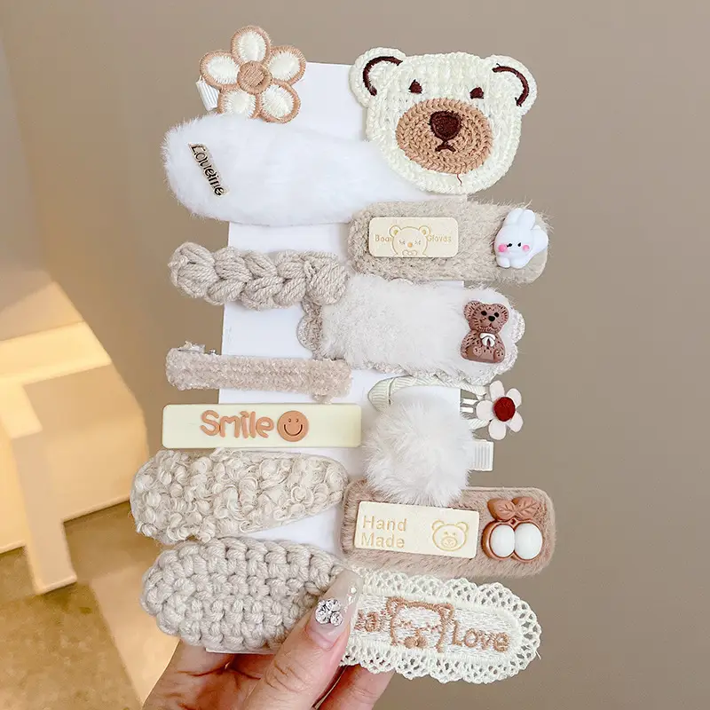 Cute Cartoon Hair Clips for Women & Kids Brown