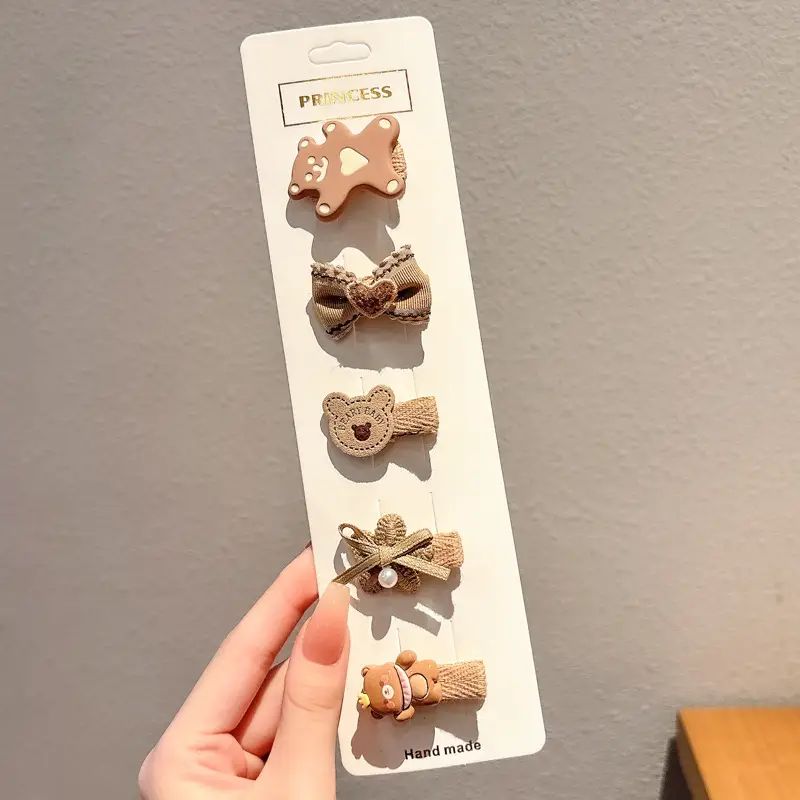 Cute Cartoon Hair Clips for Women & Kids Brown