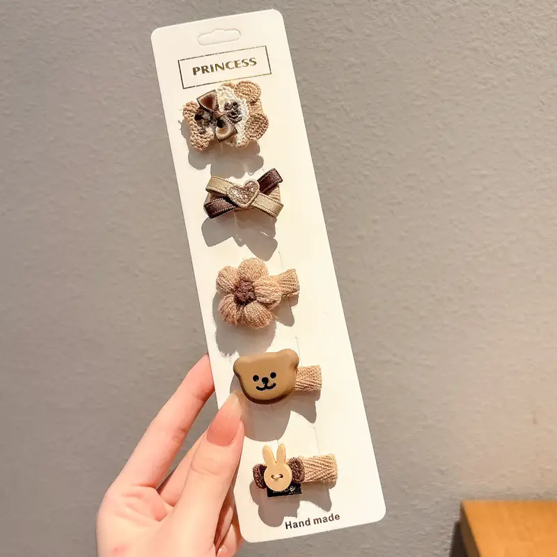 Cute Cartoon Hair Clips for Women & Kids Brown