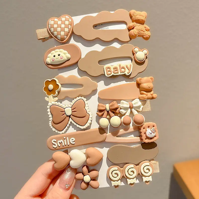 Cute Cartoon Hair Clips for Women & Kids Brown