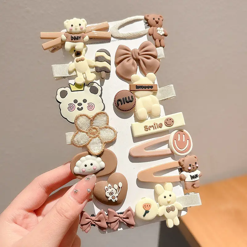 Cute Cartoon Hair Clips for Women & Kids Brown