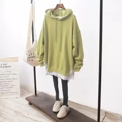 Women Hooded Sweatshirt Set Purple Loose Fit Plus Size — feature 2