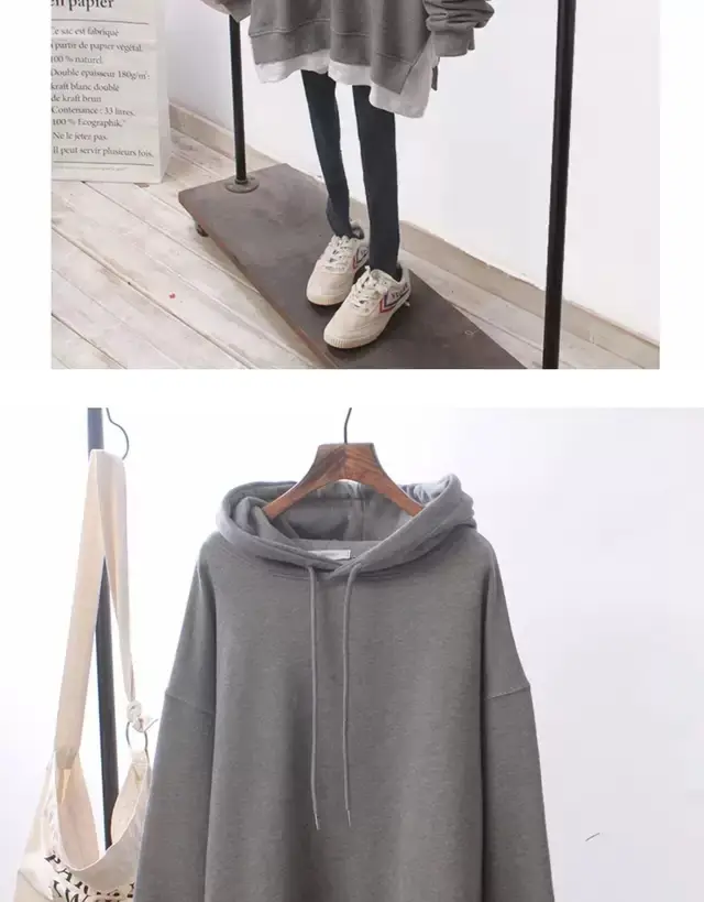 Women Hooded Sweatshirt Set Purple Loose Fit Plus Size — feature 6