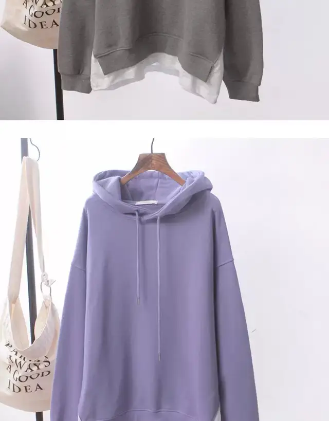 Women Hooded Sweatshirt Set Purple Loose Fit Plus Size — feature 7