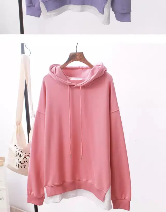 Women Hooded Sweatshirt Set Purple Loose Fit Plus Size — feature 8