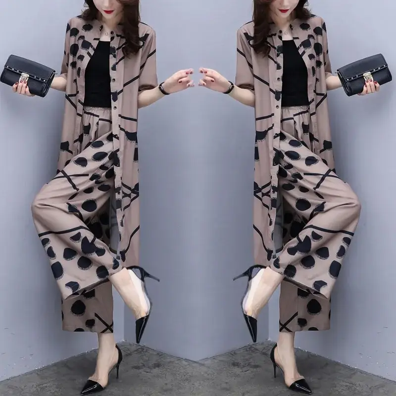 Women's 2024 Casual Cardigan Wide Leg Pants Set - Image 5