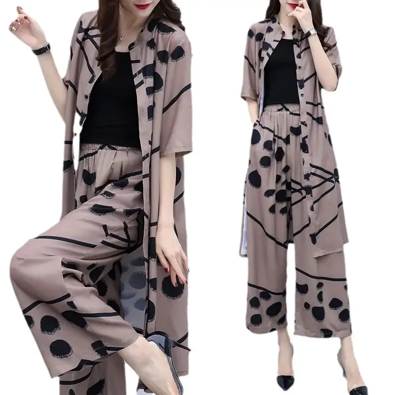 Women's 2024 Casual Cardigan Wide Leg Pants Set - Image 6