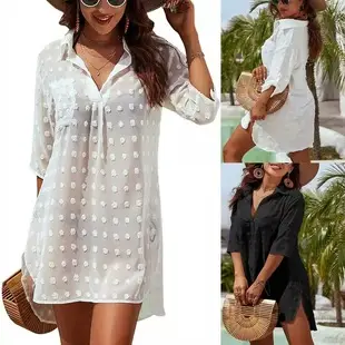 2023 Summer Printed V Neck Cold Shoulder Dress Blue — feature 2