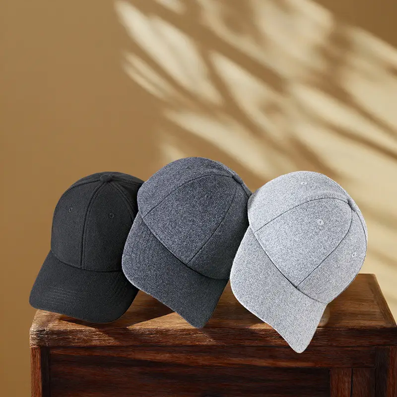 Men Wool Peaked Cap Grey Winter Warm Adjustable - Image 8