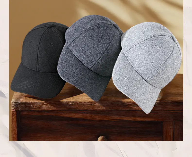 Men Wool Peaked Cap Grey Winter Warm Adjustable — feature 19