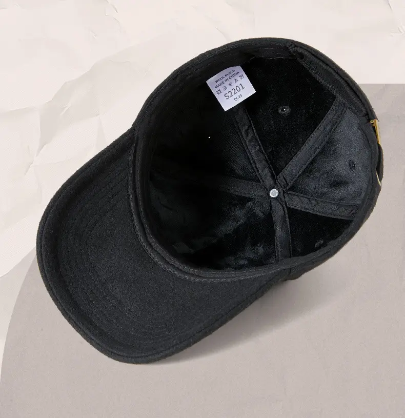 Men Wool Peaked Cap Grey Winter Warm Adjustable — feature 21