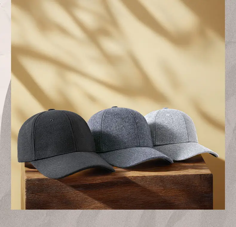 Men Wool Peaked Cap Grey Winter Warm Adjustable — feature 28