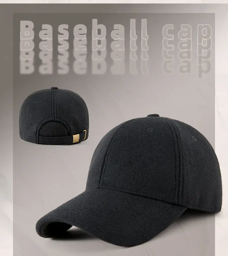 Men Wool Peaked Cap Grey Winter Warm Adjustable — feature 7