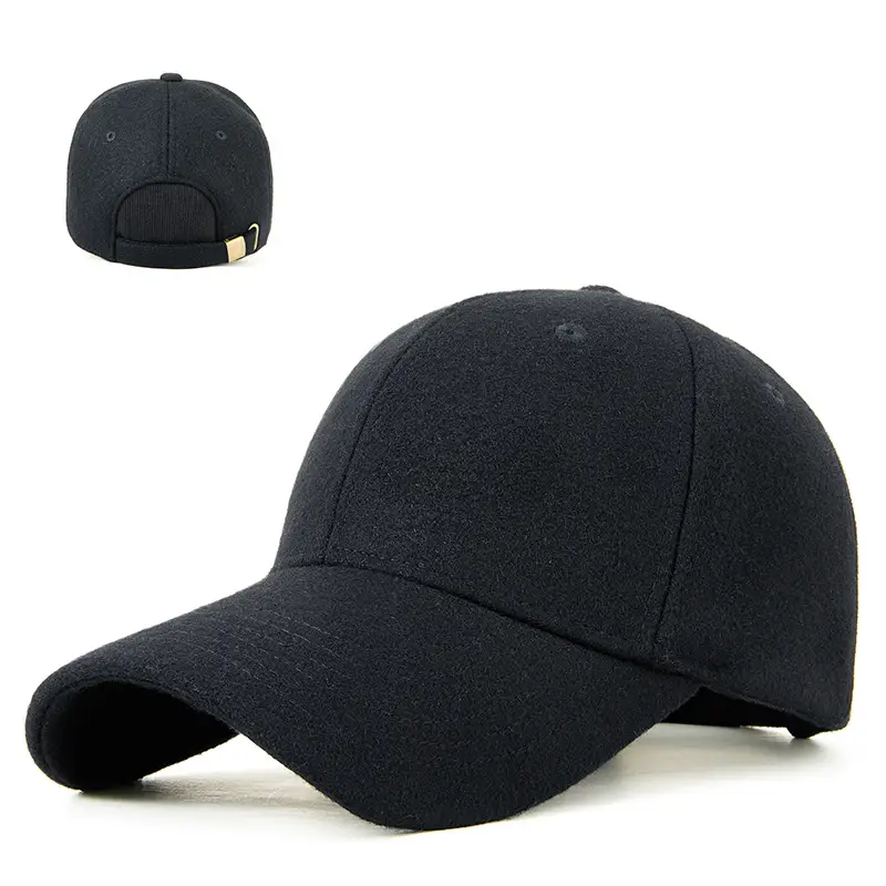 Men Wool Peaked Cap Grey Winter Warm Adjustable - Image 3