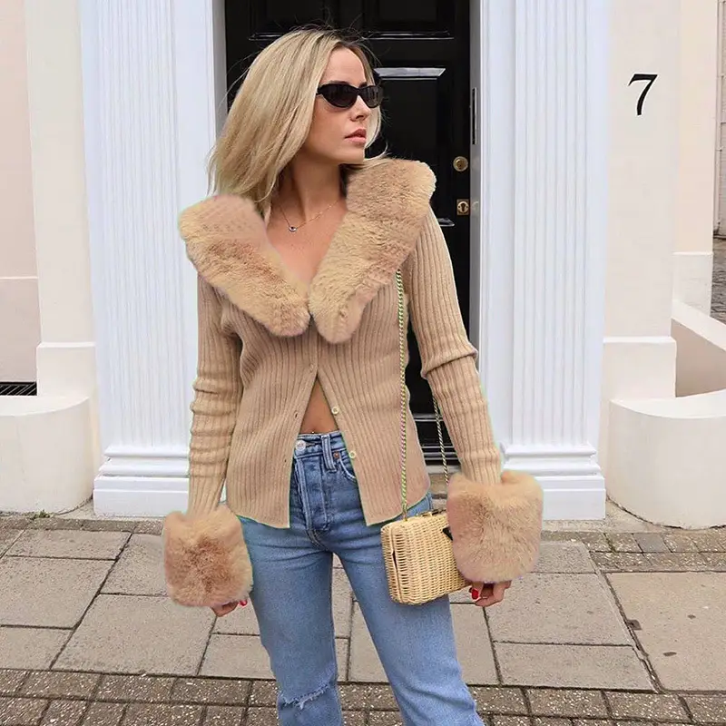 White Fluffy Knitted Long Sleeve Top for Women