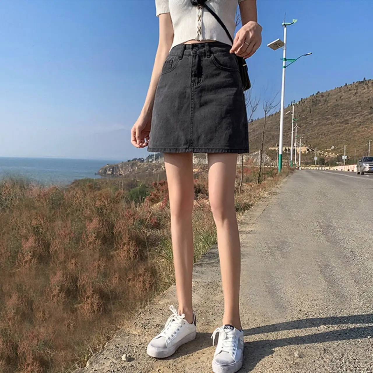 Women High Waist Denim Skirt Set Summer New Style - Image 5