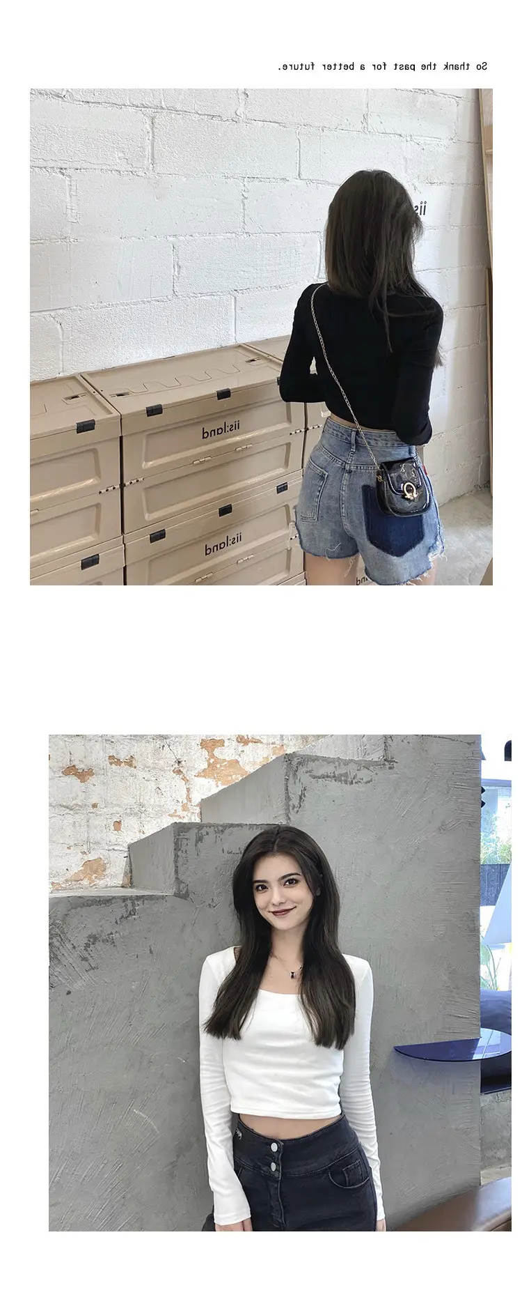Women Long Sleeve White Top Square Neck Korean Style — feature 7