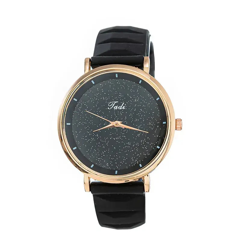 2021 New Style Couple Watch Rose Gold Black Quartz Silicone Strap - Image 2
