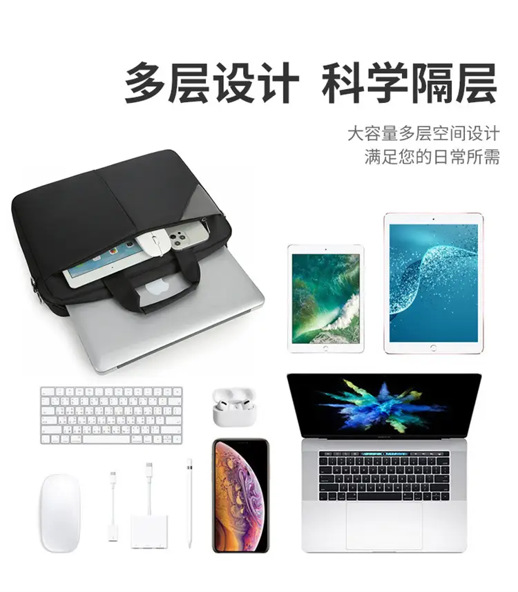 16 Inch Laptop Bag Men Black Nylon Shoulder Portable — feature 10