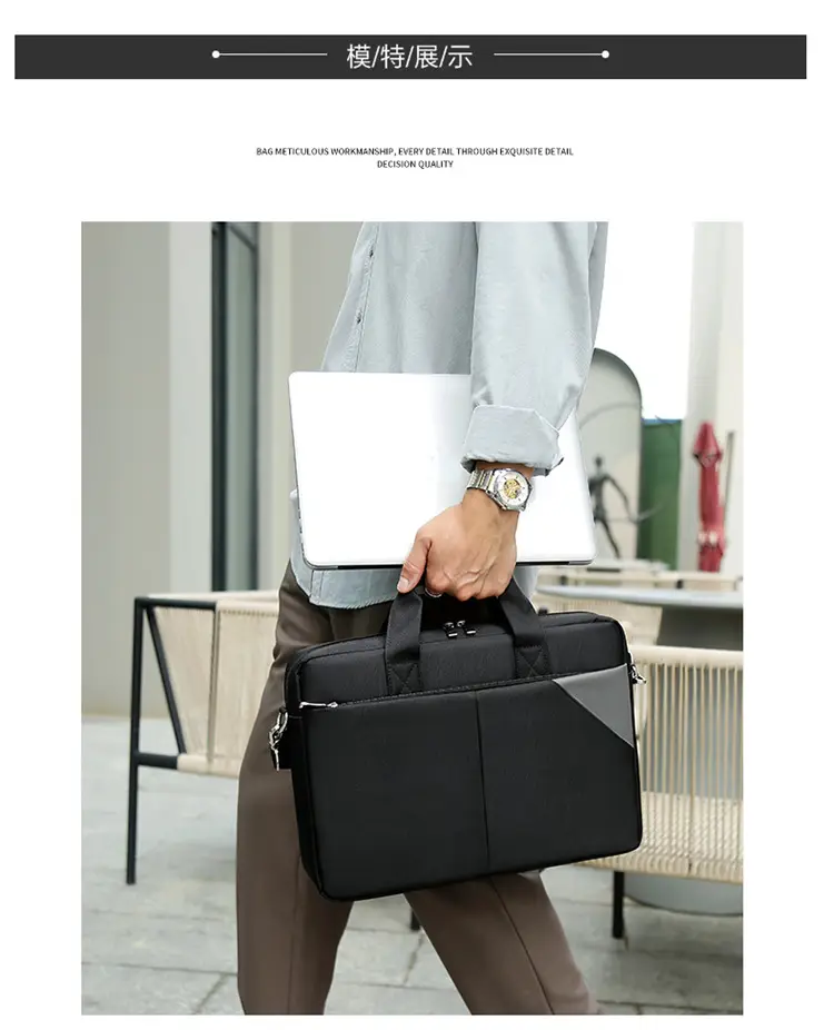 16 Inch Laptop Bag Men Black Nylon Shoulder Portable — feature 16