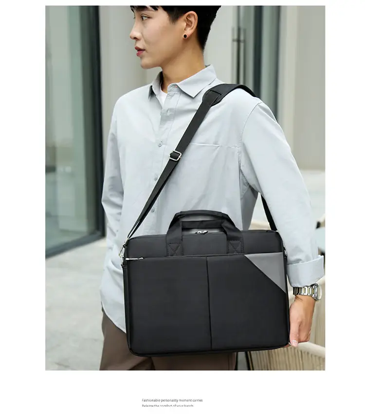 16 Inch Laptop Bag Men Black Nylon Shoulder Portable — feature 17