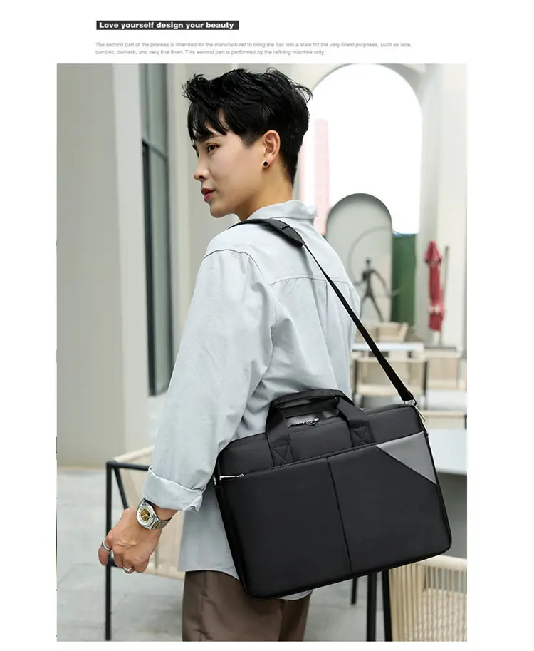 16 Inch Laptop Bag Men Black Nylon Shoulder Portable — feature 18