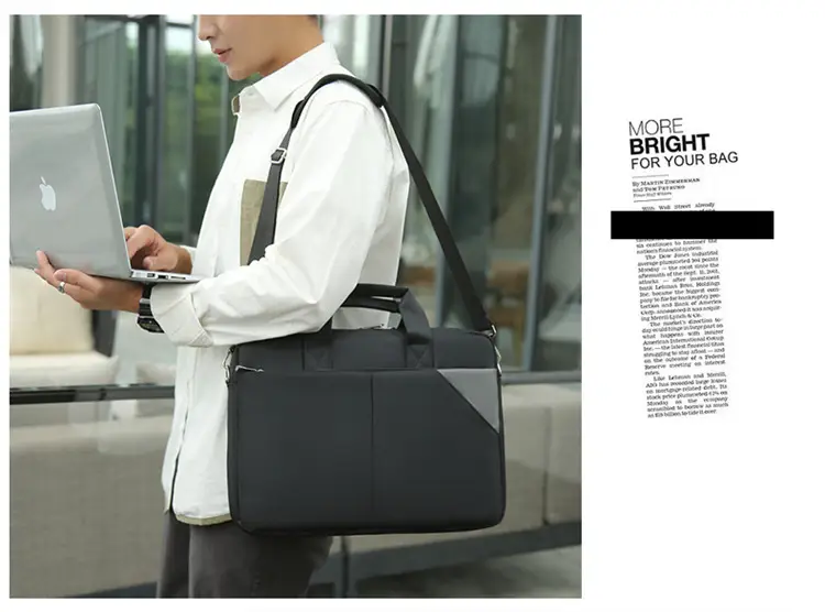 16 Inch Laptop Bag Men Black Nylon Shoulder Portable — feature 21