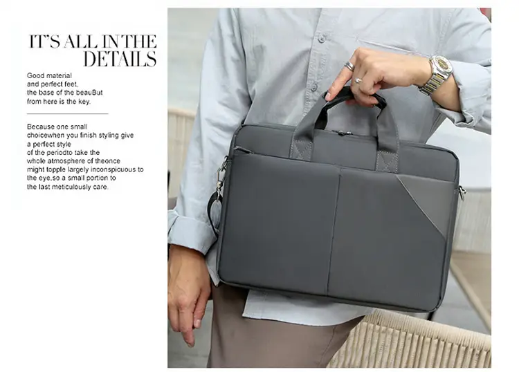 16 Inch Laptop Bag Men Black Nylon Shoulder Portable — feature 22