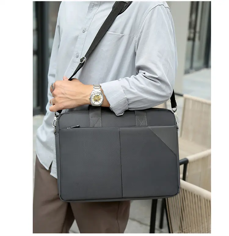 16 Inch Laptop Bag Men Black Nylon Shoulder Portable — feature 23
