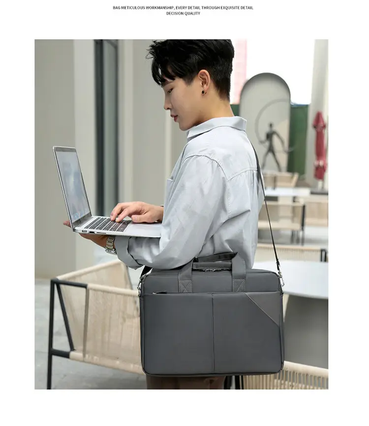 16 Inch Laptop Bag Men Black Nylon Shoulder Portable — feature 24