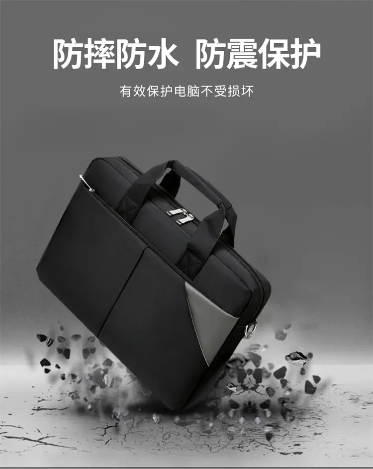 16 Inch Laptop Bag Men Black Nylon Shoulder Portable — feature 5