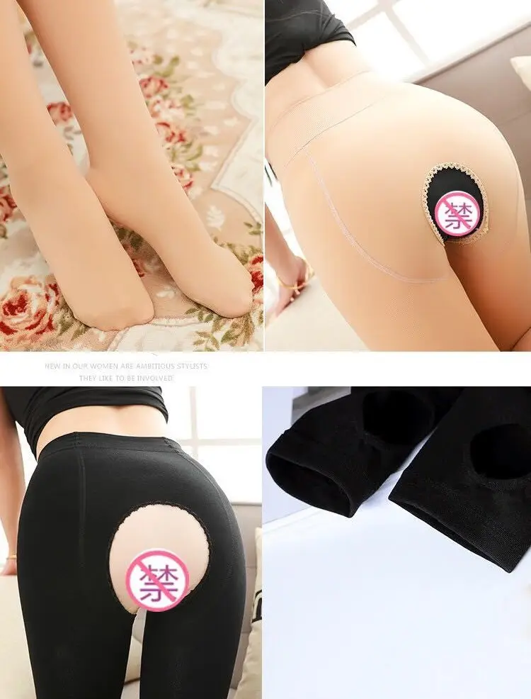 Winter Velvet Silk Leggings Women Black Thickened Open End - Image 21