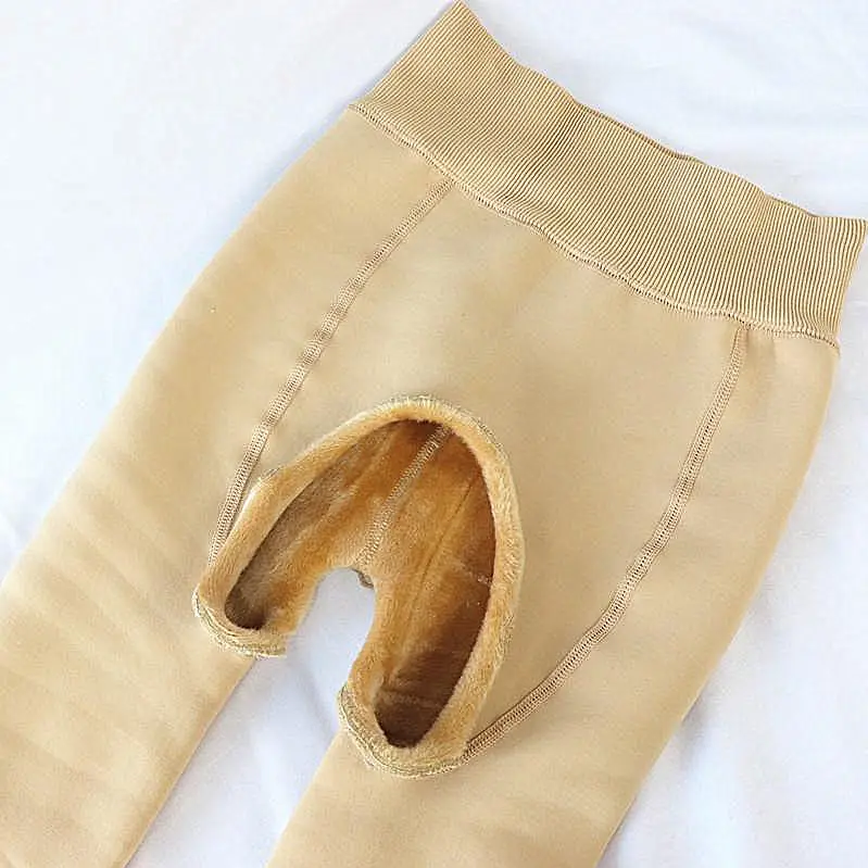 Winter Velvet Silk Leggings Women Black Thickened Open End - Image 23