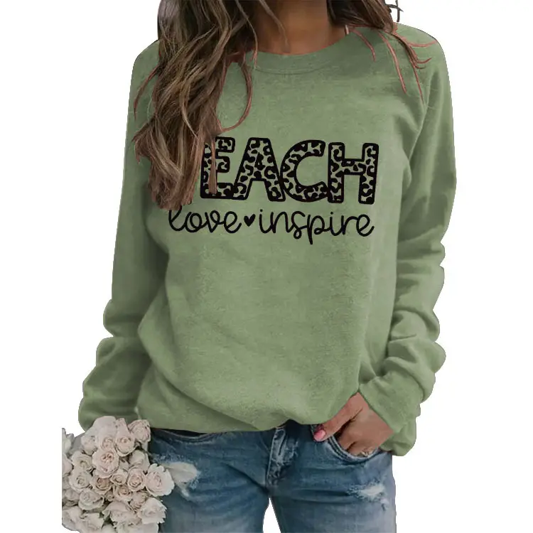 Green Printed Long Sleeve TEACH Love Sweater Set - Image 17