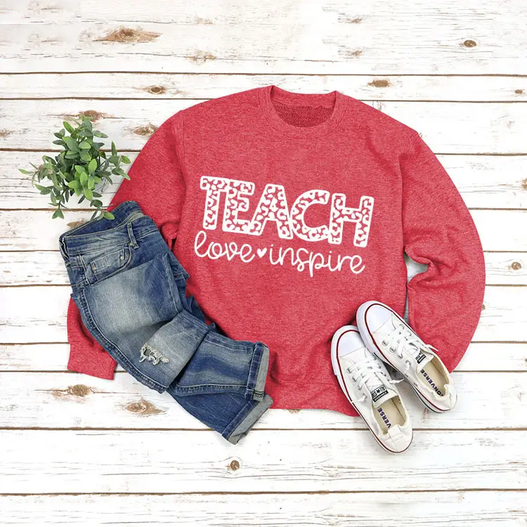 Green Printed Long Sleeve TEACH Love Sweater Set - Image 10