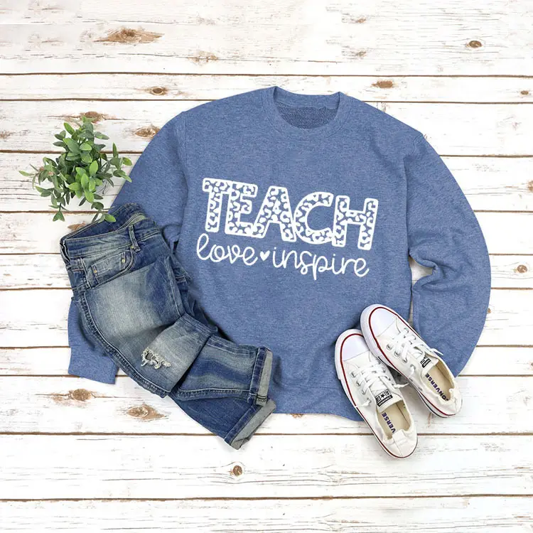 Green Printed Long Sleeve TEACH Love Sweater Set - Image 12