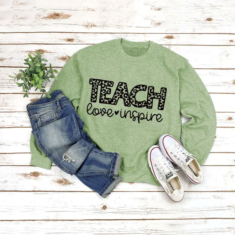 Green Printed Long Sleeve TEACH Love Sweater Set - Image 7
