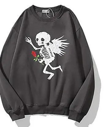 Women Cotton Letter Graffiti Pullover Sweatshirt Spring Autumn 2024