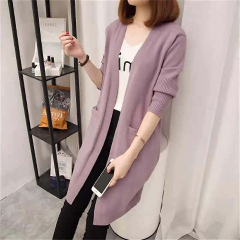 Women's Red Korean Style Mid-Length Cardigan Coat