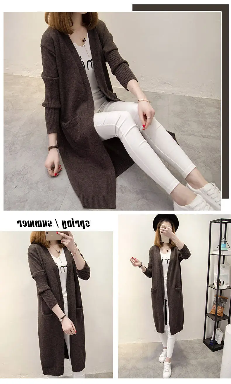Women's Red Korean Style Mid-Length Cardigan Coat — feature 10