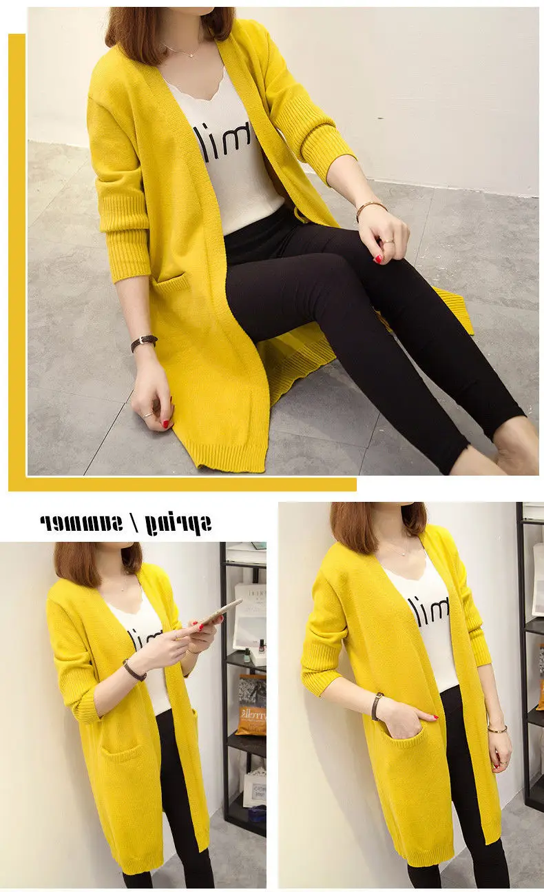 Women's Red Korean Style Mid-Length Cardigan Coat — feature 11