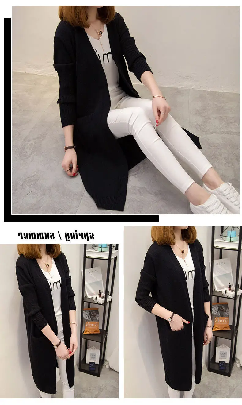Women's Red Korean Style Mid-Length Cardigan Coat — feature 12